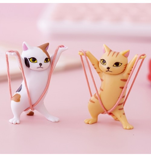 5pcs Cat Pen Holder, Children's Toy Birthday Gift, Weightlifting Cat Pen Holder, Dance Humanoid Doll Animal