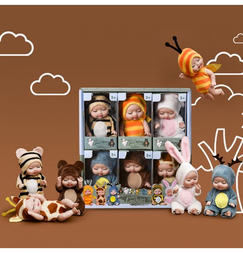 6pcs/set 13cm Animal Dress Up Dollls