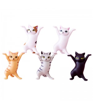 5pcs Cat Pen Holder, Children's Toy Birthday Gift, Weightlifting Cat Pen Holder, Dance Humanoid Doll Animal